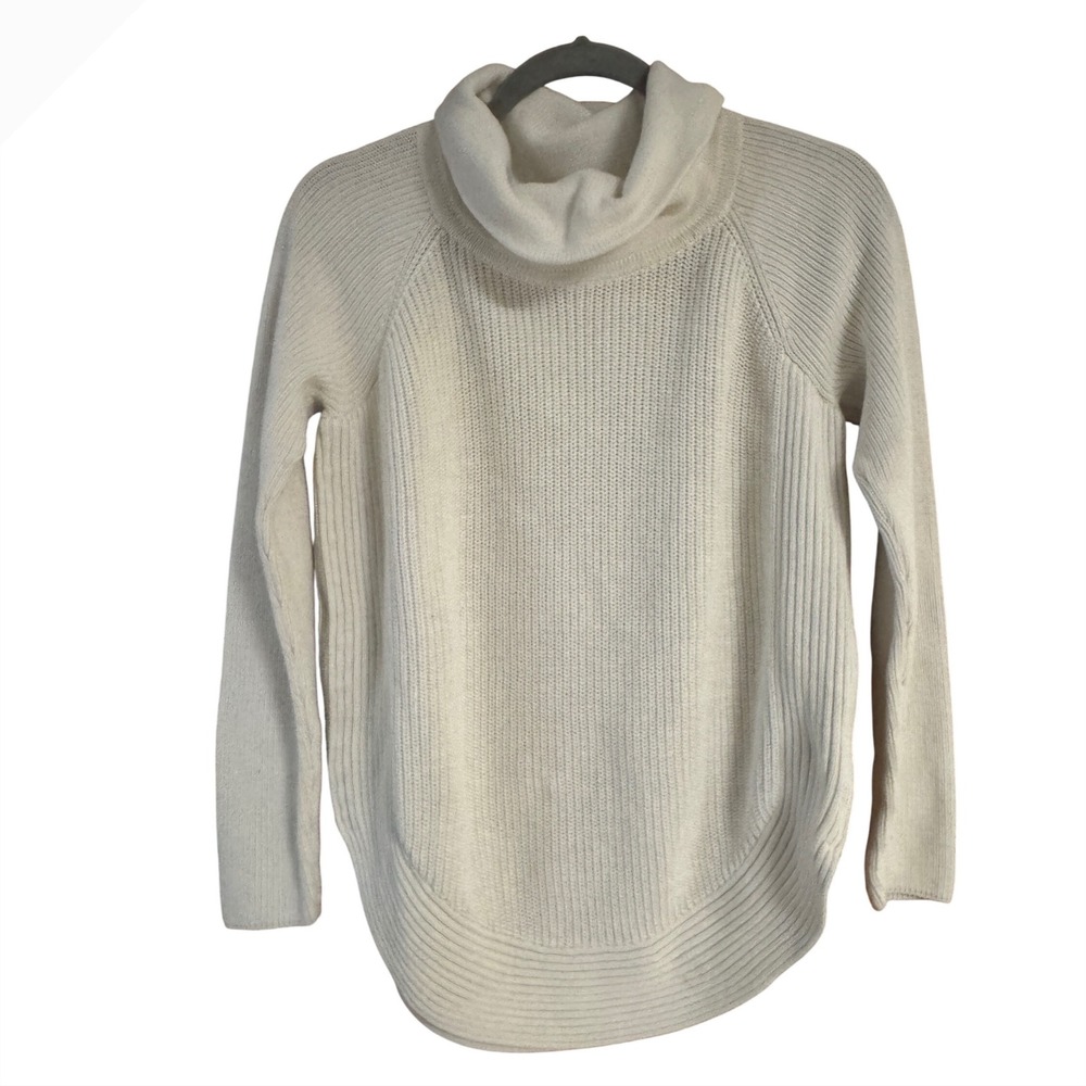 Vince Womens XS Cotton Ribbed Cowl Neck Side Zip Pullover Sweater